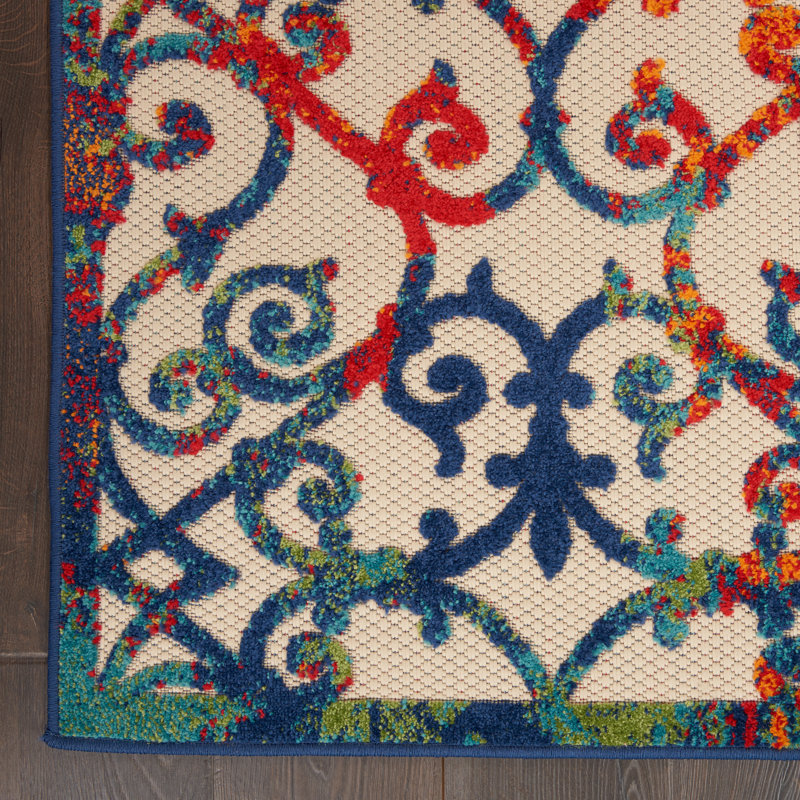 Latitude Vive Mariners Ivory/Blue/Orange Outdoor Rug & Reviews